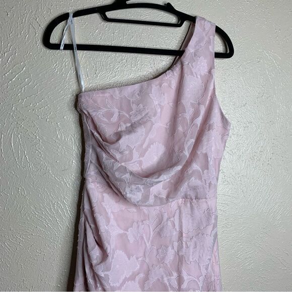 Lulus Dreamy Desires Blush Pink Floral Burnout One Shoulder Midi Dress - Picture 4 of 14